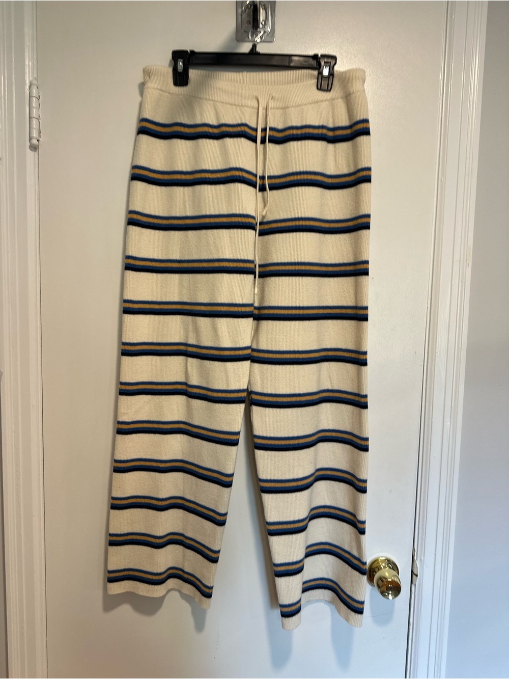 EUC Heavyweight Knit Striped Sweater Pants Sz:XL Pull-On Wide Leg lounge Ribbed